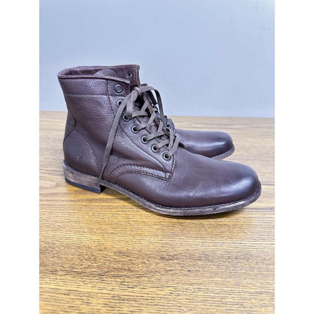 FRYE Tyler Leather Combat Boots Women's 7.5 B Lace Up Brown Shoes